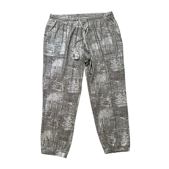 Anthropologie silver metallic jogger pants size XL - Picture 1 of 11